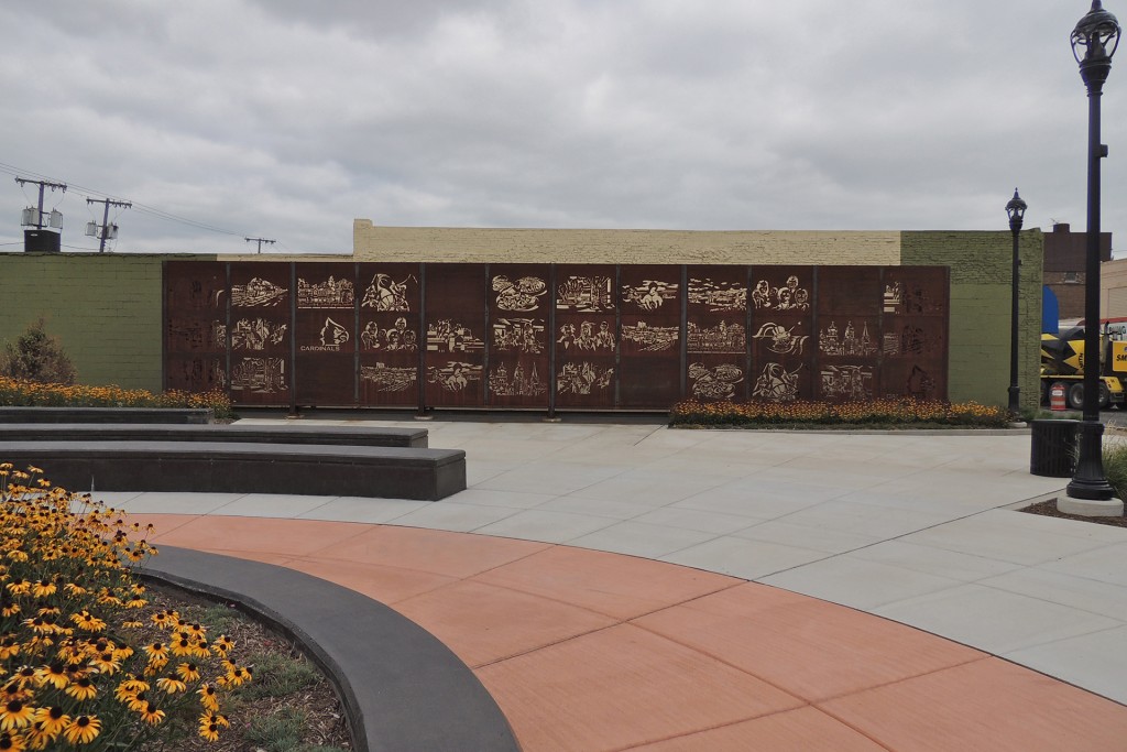 Forever Woven, 2015 corten steel wall 12 x 70' Unity Plaza, East Chicago, IN