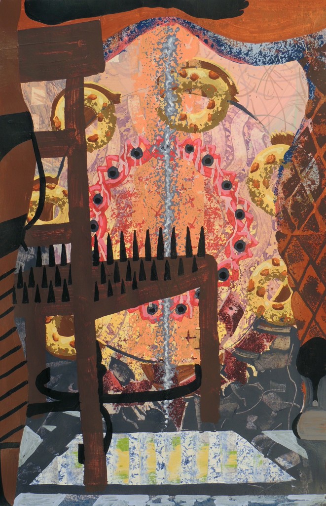 Here, Have A Seat and Let's Talk About It, 2014 acrylic on paper on MDF 39 3/4 x 26"