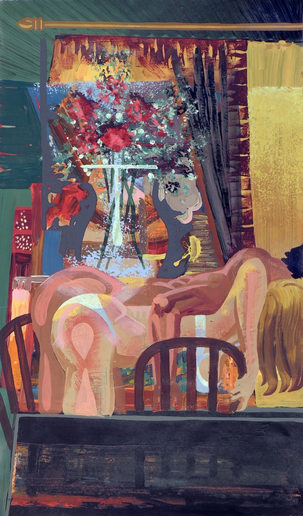 It's Usually A Good Idea To Bring Home Flowers, 2014 acrylic on paper on MDF 50 1/4 x 30"