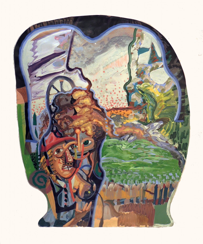 Day Dream, 2015 irregular shaped painting, acrylic on paper on MDF 60 x 49 1/2"