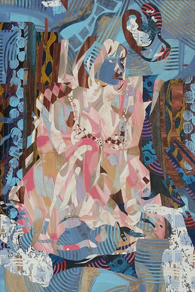 Plush, 2017 acrylic on paper, inlaid collage 42 x 28"