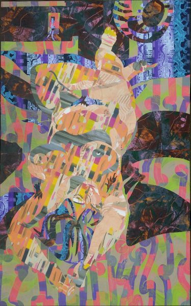 Hot Summer Evening, 2017 acrylic on paper, inlaid collage 58 x 36"