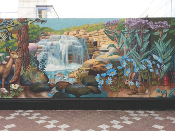 A Bright New Morning, 2018 University Of Iowa, Hospitals & Clinics acrylic on concrete 8 x 50'