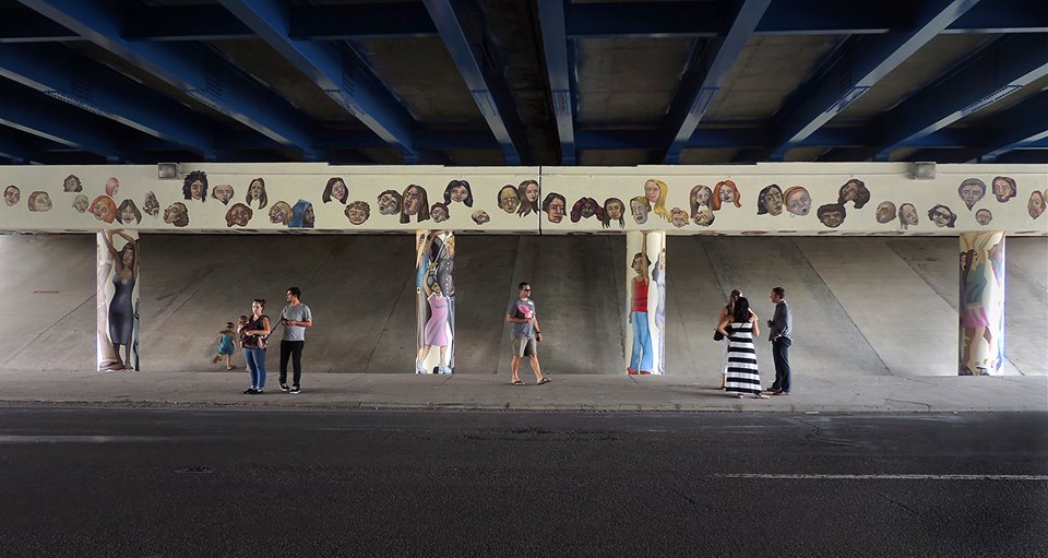 Pillars of Society, 2015 14 x 280' acrylic on concrete City of Indianapolis (Central & 12th Street)